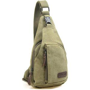 Canvas Sling Bag Small Crossbody Backpack Hiking Daypack Rucksack for Men Women